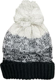 Womens Waterproof Sherpa Lined Cable Thermal Knitted Bobble Beanie Hat - LA316