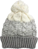 Womens Waterproof Sherpa Lined Cable Thermal Knitted Bobble Beanie Hat - LA316