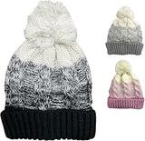 Womens Waterproof Sherpa Lined Cable Thermal Knitted Bobble Beanie Hat - LA316
