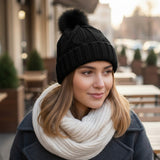 Ladies Thermal Cable Knit Beanie Hat - AT516