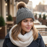 Ladies Thermal Cable Knit Beanie Hat - AT516