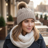 Ladies Thermal Cable Knit Beanie Hat - AT516