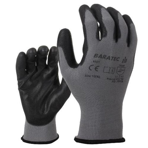 12 x Baratec Protective Nitrile Coated Grip Glove with Elastic Wrist