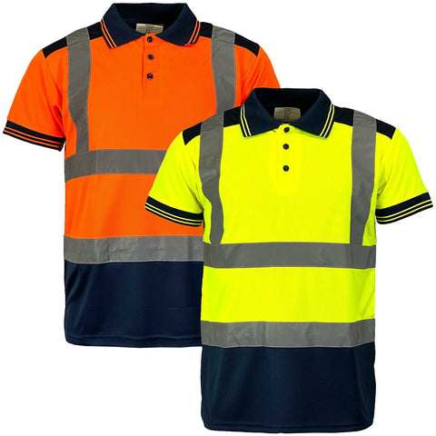 Mens Hi Vis Visibility Short Sleeved Polo Shirt - hv322