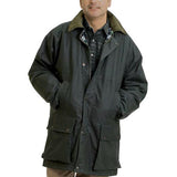 Game Mens British Padded Wax Jacket Olive Model