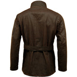 Game Mens Continental Motorcycle Wax Jacket Brown Back