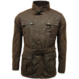 Game Mens Continental Motorcycle Wax Jacket Brown Closed