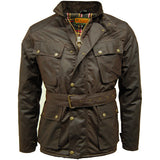 Game Mens Speedway Quiltex Wax Biker Jacket Brown