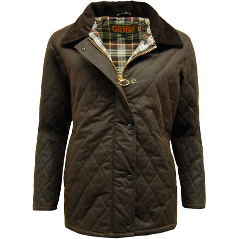 Game Ladies Zara Quilted Wax Jacket Brown