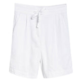 Womens Linen Blend Shorts with Corded Elastic Waist