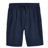 Womens Linen Blend Shorts with Corded Elastic Waist