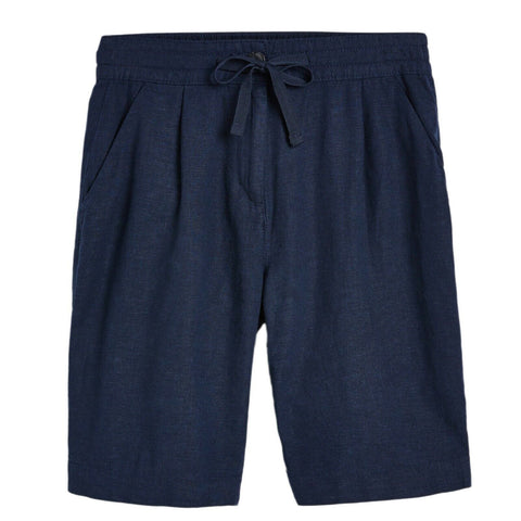 Womens Linen Blend Shorts with Corded Elastic Waist