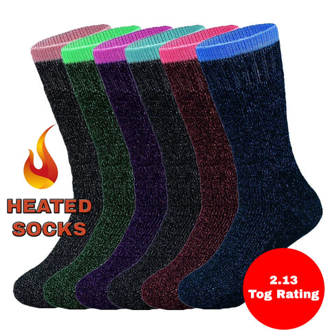 Ladies Heated Thermal Socks - Pack of 6 - AT287