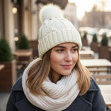 Ladies Thermal Cable Knit Beanie Hat - AT516