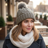 Ladies Thermal Cable Knit Beanie Hat - AT516