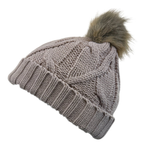 Ladies Thermal Cable Knit Beanie Hat - AT516