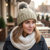 Ladies Thermal Cable Knit Beanie Hat - AT516