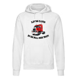 Adults "Slip The Clutch in The Bull Nose Truck" Printed Pullover Hoodie