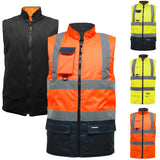 Mens Hi Vis Fleece Lined Reversible Bodywarmer