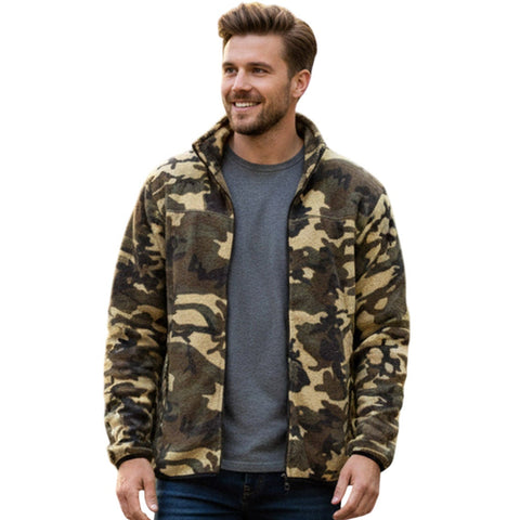 Mens Camouflage Print Fleece Jacket
