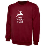 Kids Unisex “OH WHAT FUN!” Christmas Sweatshirt – Festive Novelty Jumper