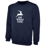 Kids Unisex “OH WHAT FUN!” Christmas Sweatshirt – Festive Novelty Jumper