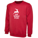 Kids Unisex “OH WHAT FUN!” Christmas Sweatshirt – Festive Novelty Jumper