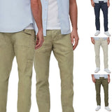 Mens Straight Fit Linen Blend Trousers