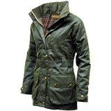 Game Ladies Cantrel Antique Waxed Jacket Olive Side