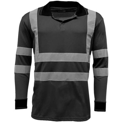 Hi Vis Long Sleeve Polo Shirt Blackj