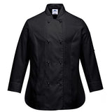 Portwest C837 Ladies Long Sleeved Chefs Jacket Black